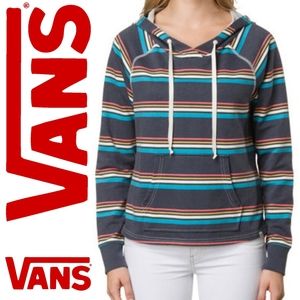 Vans Striped Hoodie Womens Pullover Hooded Sweatshirt - NEW